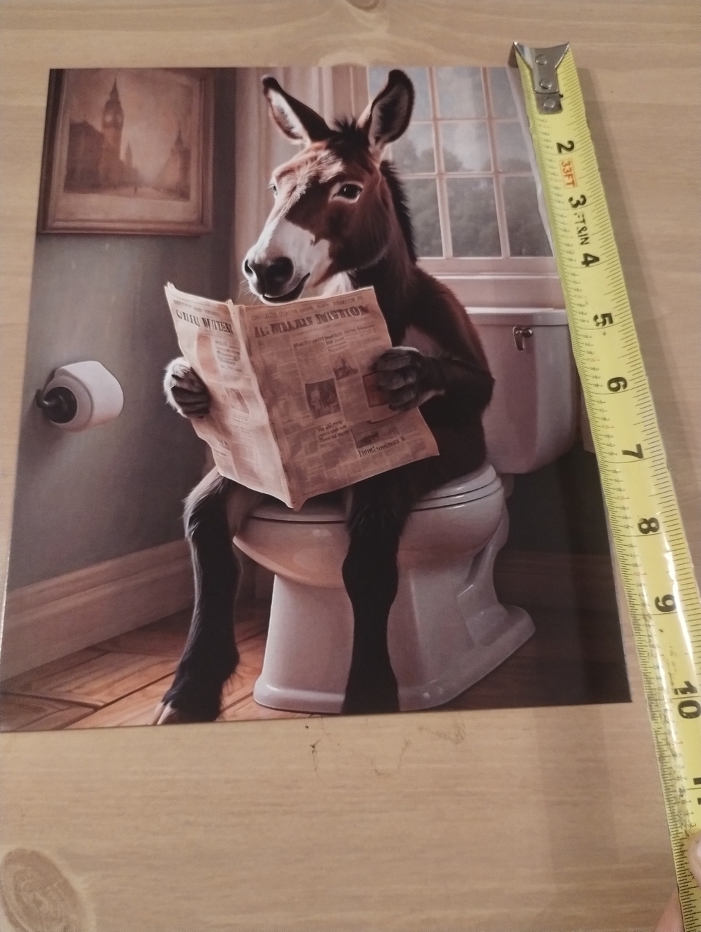 Funny Donkey Bathroom Wall Art Print 8x10 Farm Animal Humor Decor Gag Gift